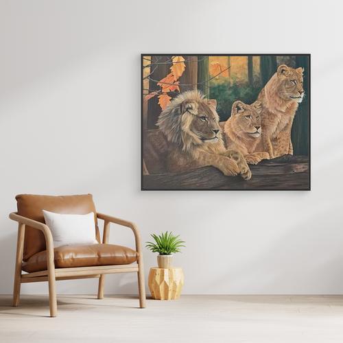 Original Handmade Acrylic Painting ''Lion's Harmony'' 80x100 cm