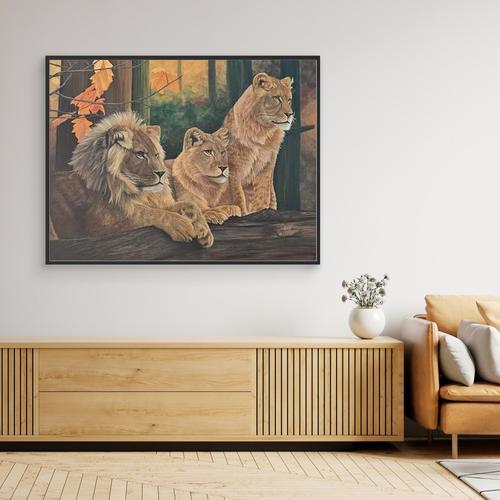 Original Handmade Acrylic Painting ''Lion's Harmony'' 80x100 cm