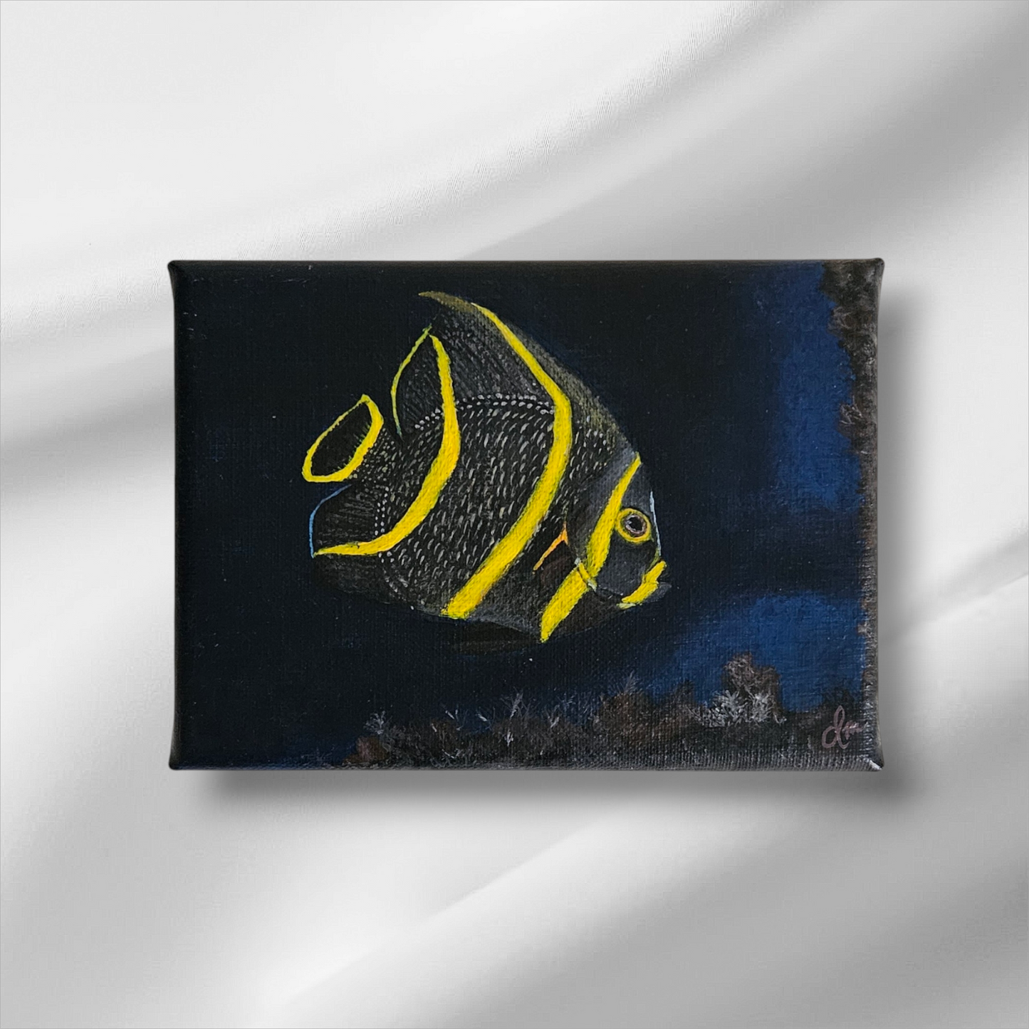 Original Handmade Acrylic Painting "Into the Ocean" 13x18 cm