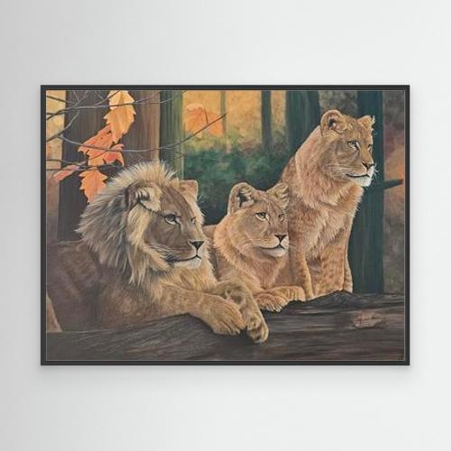 Original Handmade Acrylic Painting ''Lion's Harmony'' 80x100 cm