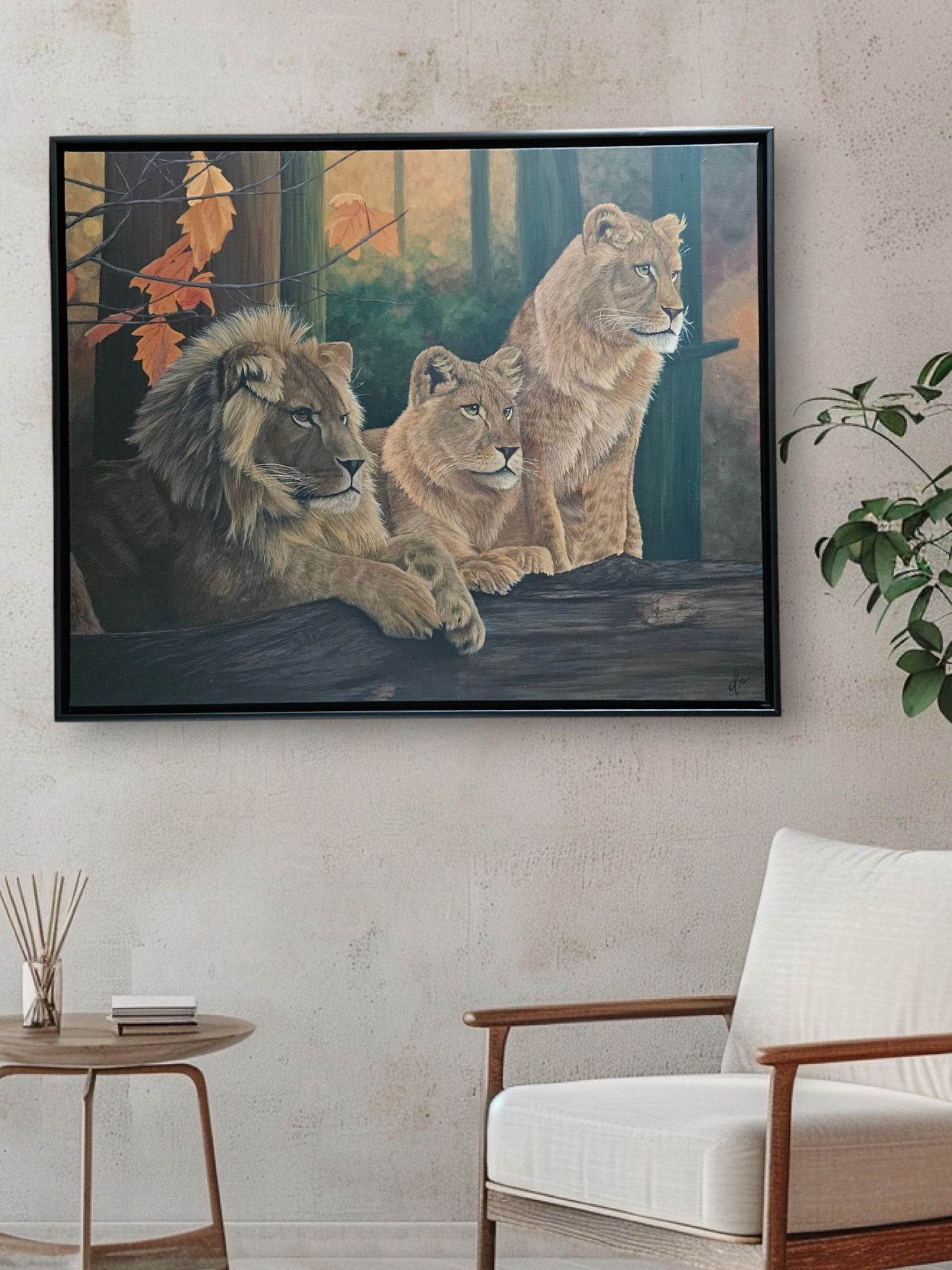 Original Handmade Acrylic Painting ''Lion's Harmony'' 80x100 cm